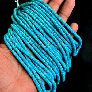 Perles Heishi facettées en turquoise d'Arizona, perles en turquoise naturelle en forme de pneu, 4-6 mm, perles de pierres précieuses en turquoise pour la fabrication de bijoux, 16 pouces - Product Image 5