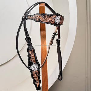 Nouvelle bride de Cowboy Vintage en cuir Western usinée à la main personnalisée avec punaise réglable pour rodéo et équipement équestre - Product Image 4