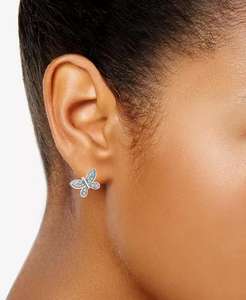 2-Pc. Set collana con ciondolo a farfalla di diamanti e orecchini coordinati (1/6 ct. T. w.) in argento Sterling | Macacy's - Product Image 3