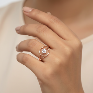 Anillo de Oro Rosa con Diamante Natural Certificado por IGI de 0.07ct, Corte Brillante Redondo, Claridad VS-SI, Joyería Fina, Elegante Anillo de Aniversario de Bodas - Product Image 1