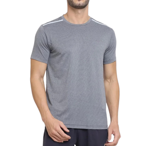 T-shirt de performance en tricot polyester/coton pour homme, col en V, manches courtes, coupe classique, 220g, séchage rapide, respirant, anti-boulochage - Product Image 4