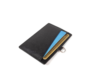 [Article Nouveau] Porte-cartes d'identité en cuir Saffiano véritable Castello avec fermeture ouverte et doublure en polyester, sangle en cuir, plusieurs couleurs - Product Image 2