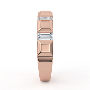 Anillo de Oro con Banda de Diamantes Corte Baguette Contemporáneo, Facetado Geométrico, Joyería Fina Minimalista para Aniversario de Bodas - Product Image 6