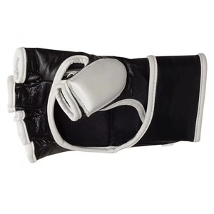 Custom Logo Black MMA Gloves White Piping Grappling Mitts Professional Martial Arts Sparring Training <b>Open</b> Palm Boxing Gloves - Product Image 6