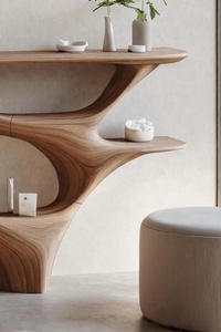 Mueble de Baño Moderno Hecho a Mano con Lavabo de Madera de Nogal con Borde Natural, Espejo y Mesa Consola, Resistente al Agua - Product Image 4