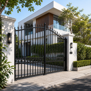 Puerta moderna de acero con recubrimiento en polvo, 5000 mm x 3000 mm, diseño tradicional de puerta batiente, valla para exteriores. - Product Image 5