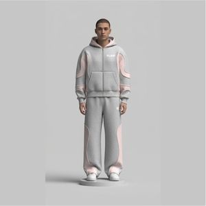 Conjunto Deportivo Personalizado para Hombre, de Felpa Técnica Gruesa, con Sudadera con Cierre y Paneles Curvos en 3D y Pantalones Deportivos de Pierna Ancha - Product Image 6