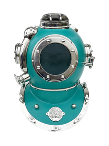 Casco de Buceo Náutico Verde, Casco Decorativo de Marinero, Réplica Vintage de Casco de Buceo en Aguas Profundas, Estilo Steampunk Marino - Product Image 1