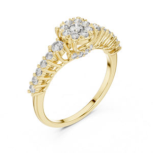 Anillo de Boda de Lujo para Mujer, Oro Amarillo de 14K, Diamante Redondo Cultivado en Laboratorio de 0.61 Quilates, Certificado IGI |   Diamante Cultivado Nuevo - Product Image 4