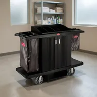Chariot de ménage robuste en ABS pour hôtels, centres de villégiature, hôpitaux et services hôteliers, avec rangement