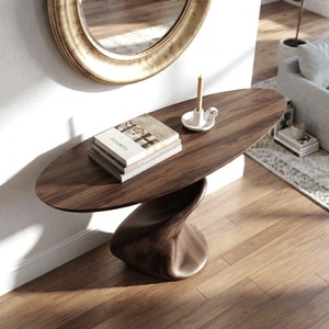 Entryway wooden furniture <b>Rustic</b> live edge <b>console</b> <b>table</b> With Pedestal Base Handmade Entryway Furniture For Living Room - Product Image 5