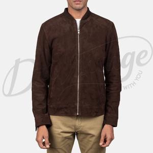 Blouson Bomber Homme en Daim Marron Personnalisé, Veste Décontractée Zippée, Vêtement d'extérieur en Cuir Daim Véritable, Coupe Slim, Vêtement de Sport, Vente en Gros - Product Image 3