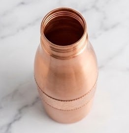 Copper Hammered <b>Flask</b> Minimalist Design Portable Travel <b>Bottle</b> With Lid - Product Image 2