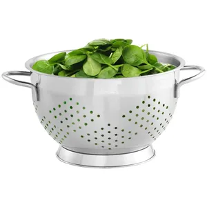 Eco-Friendly Fine Mesh <b>Stainless</b> <b>Steel</b> Round <b>Colander</b> with Sturdy Base for Straining Pasta Rice Vegetables and Fruits - Product Image 2