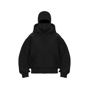 Sweat à capuche balaclava demi-zip pour homme, style contrasté High Street, pour l'hiver et l'extérieur, en velours 100% coton numérique, personnalisé double - Product Image 2