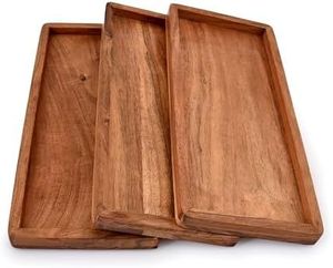 Handcrafted mango wood rectangular tray ideal <b>for</b> serving snacks beverages tea coffee elegant <b>kitchen</b> dining table <b>decor</b> - Product Image 2