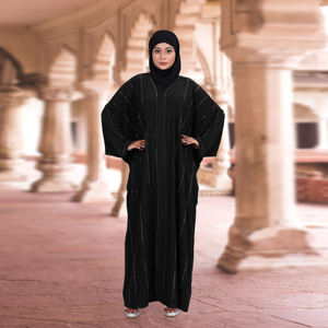 Abaya en tissu Nida avec détails en cristaux Swarovski, style kaftan ample, manches longues, robe modeste pour femmes musulmanes, tenue de cérémonie pour l'Aïd - Product Image 4