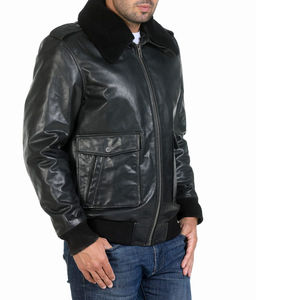 Chaqueta Bomber de Cuero para Hombre, Estilo Aviador y Motero, Tallas Grandes, de Lona, Cálida para Invierno, con Capucha, Transpirable, Ecológica, con Cierre Frontal - Product Image 3