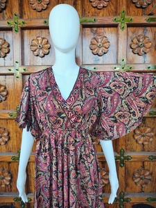 Vestido Maxi Holgado de Verano para Mujer, Estilo Vintage, Ecológico, con Volantes, Cuello en V, Manga con Volantes, de Seda, Informal, Tejido Natural, ODM - Product Image 3