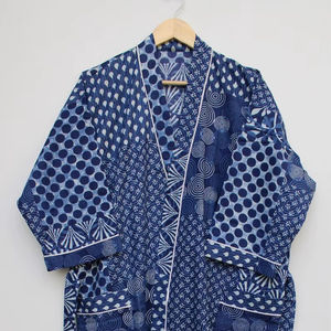 Bata Kimono de Algodón Suave con Estampado de Dibujos Animados para Mujer, Camisón de Verano Hecho a Mano ODM con Cuello en V, Cintura Elástica, Largo hasta la Rodilla - Product Image 1