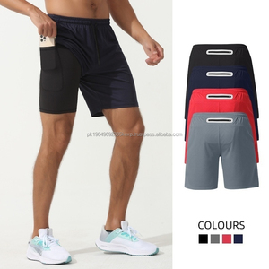 Nouveau pantalon en polyester garçon sans couture Compression Run Gym Shorts avec poches zippées - Product Image 2