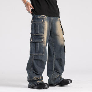 <b>Elastic</b> <b>Waist</b> Adjustable Wholesale Lightweight Casual Light Blue Men Cargo <b>Jeans</b> High Quality Windproof Eco-friendly Durable - Product Image 1