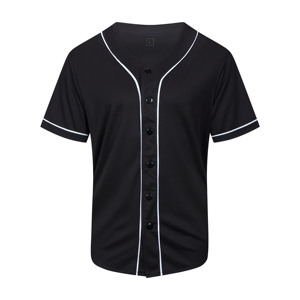 Maillot de baseball blanc pour homme, col en V, manches courtes, en coton, avec bordure noire - Product Image 5