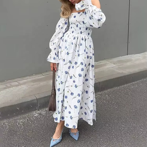 Vestido Largo de Lino Floral Personalizado con Logotipo 2026, Vestido de Verano para Mujer, Elegante, de Algodón, Estilo Boho, Holgado, Casual, para la Playa - Product Image 2