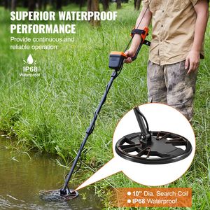 Impermeabile 10 pollici bobina di ricerca Metal Detector per adulti bambini 41 ''-52'' stelo in alluminio 10 ''profondità di rilevamento 7 modalità regolabile - Product Image 5