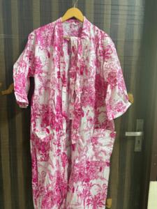 Bata Kimono Floral de Algodón para Mujer, Hecha a Mano con Estampado Digital, Cuello en V, Cierre con Cordón, para Spa, Dama de Honor, Vestido de Verano - Product Image 6
