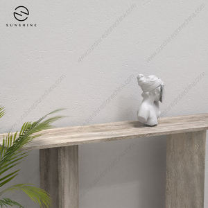 Contemporary Travertine and <b>Glass</b> <b>Console</b> <b>Table</b> with Stone Top for Residential and Commercial Interiors - Product Image 2