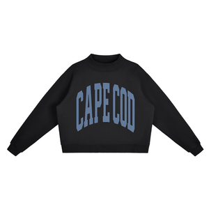 เสื้อสเวตเชิ้ตคอเต่าสีดำสำหรับผู้หญิง พิมพ์ลายตัวอักษร Cape Cod ชุดเที่ยวชายหาดรีสอร์ทริมทะเล เสื้อสเวตเชิ้ตผ้าฟลีซแบบสวมหัว - Product Image 3