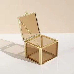 Minimalist Metal & Glass Jewelry Box Modern <b>Storage</b> Case for Rings Earrings Necklace Bracelet Home <b>Dressing</b> <b>Table</b> - Product Image 2