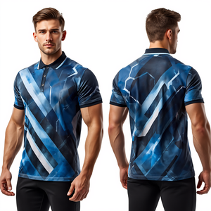 T-shirt pour homme, coupe ajustée, col rond, sublimation premium, séchage rapide, polyester/coton, vêtements de sport pour le golf - Product Image 2