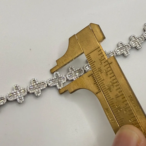 Pulsera de cruz de moissanita VVS con incrustaciones, pasa la prueba del diamante, plata de ley 925, pulsera de cruz religiosa para hombre, joyería HipHop, regalo - Product Image 3