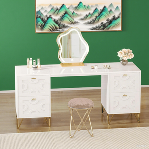 Toeletta Moderna Bianca da 59 Pollici con 4 Cassetti, Semplice Tavolo da Trucco per Casa con Spazio di Archiviazione Senza Specchio - Product Image 4