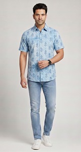 Mens Hand Block Print Cotton <b>Shirt</b> Soft Breathable Summer Casual <b>Shirt</b> Indian Handmade Bulk Supply - Product Image 4