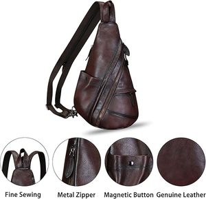 Bolso de Pecho y Hombro de Cuero Genuino para Hombre, Personalizable al por Mayor, Gran Capacidad, Duradero, Estilo Vintage, Casual y Moderno - Product Image 5