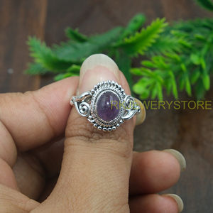 Natural Purple Amethyst 925 Sterling <b>Silver</b> <b>Ring</b> Handmade Vintage Boho <b>Statement</b> Gemstone <b>Ring</b> for Women Wholesale Jewelry - Product Image 4