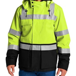 Men's High Visibility Reflective Safety <b>Jacket</b>, Cotton Shell with Polyester Lining, Outdoor Work Wear for Utility <b>Workers</b> - Product Image 1