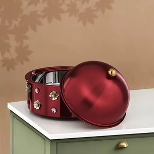 Elegant white <b>ceramic</b> serving dish with dome lid golden knob and side handles premium tableware for soups stews and formal - Product Image 3