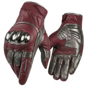 Gants en cuir rétro pour moto, équipement de motard vintage, style racer, gants de protection, marché européen - Product Image 6