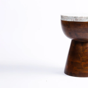 Wooden End <b>Table</b> with Elegant Design, Rustic <b>Side</b> <b>Table</b> for Home and Office Decor With Marble Top - Product Image 5