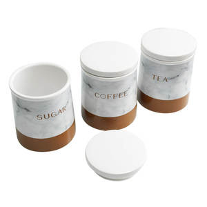 Tea, Coffee, and Sugar Containers <b>Large</b> Ceramic Kitchen <b>Storage</b> <b>Jars</b> Set - Product Image 2