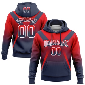 Sweat-shirt à capuche sportif tendance, nouveau design, personnalisé, avec dégradé rouge feu et bleu marine-blanc, motif flèche, vente en gros directe pour l'industrie - Product Image 1