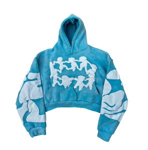 Nouveauté : Sweat à capuche en molleton de coton avec impression en relief, logo personnalisé, patchwork bicolore, coupe oversize pour homme, en vente chez FORTLEO IND - Product Image 3