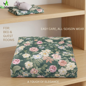 Parure de lit King Size vert foncé à motifs floraux en coton doux, ensemble de literie imprimée avec taies d'oreiller, légère et respirante, qualité supérieure pour chambre à coucher - Product Image 3