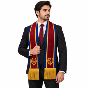 Écharpe de cérémonie maçonnique personnalisée brodée, écharpe de loge maçonnique avec bordure dorée décorative - Product Image 2