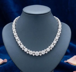 Luxury Moissanite <b>Statement</b> <b>Necklace</b> Round Brilliant Cut 925 Silver Prong Setting Women's Wedding Jewelry - Product Image 1