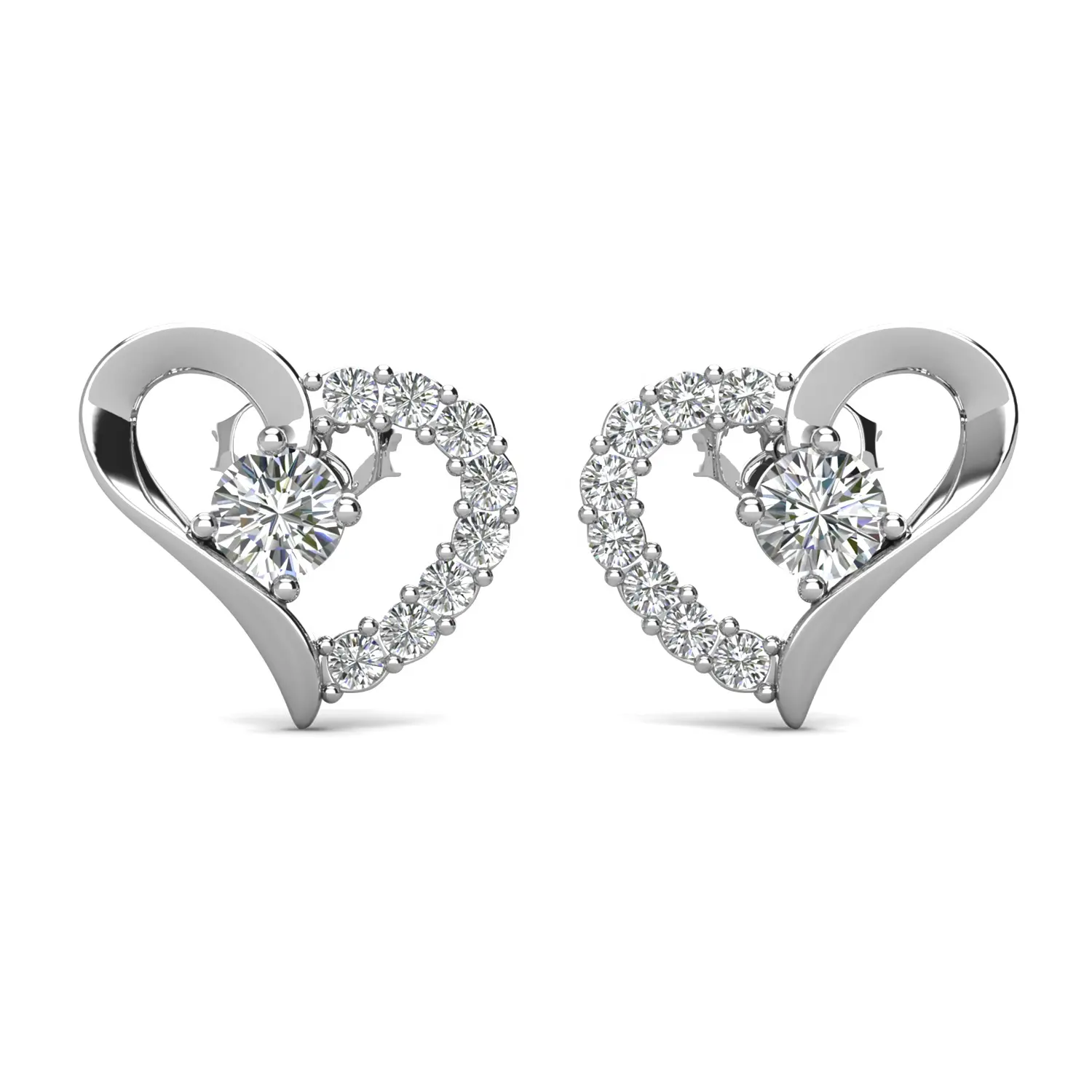 Sterling Silber Premium österreichi scher Strass Kristalls chmuck Trendy Heart Design Ohr stecker Destiny Jewell ery